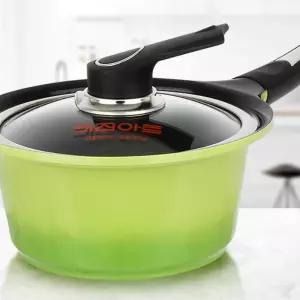 새라믹 뚜껑포함 통주물 자루달린 냄비 18 그린 초록