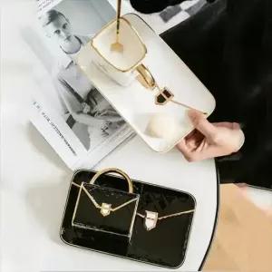 오리엔탈무드 퀼팅 명품백 도자기 머그 접시 숟가락 1인 세트