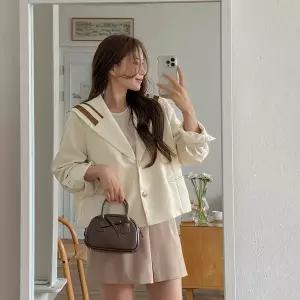 [제작/빅사이즈]이블렛 파티마 라인자수 세일러카라 자켓 제이스타일