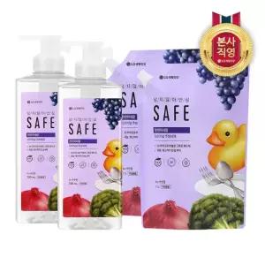 세이프 천연미네랄 주방세제 용기 720ml 2개+리필 1L 2개 오리지널)