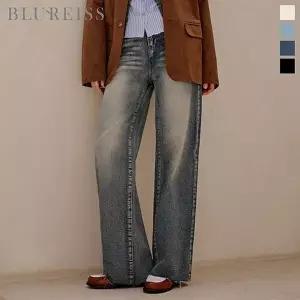 [신세계라이브쇼핑][블루레이스] [77까지]브러쉬 워싱 데님 와이드 팬츠_B5S1PT7161