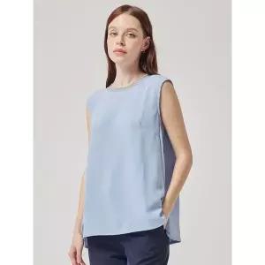 [하프클럽/샤트렌]라이트블루 언발란스 민소매 블라우스 HCBMBL802