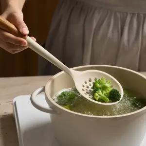 트루쿡 이탈리아산 올리브 실리콘 조리도구 스키밍국자, 1개