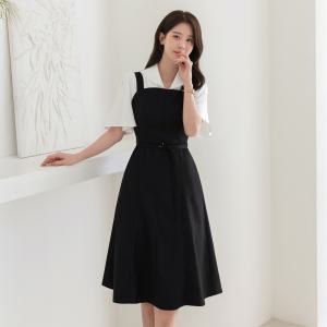 [시크라인] (~XXL까지) 루미엘 슬리브리스 벨트 플레어 원피스 여름 나시 하객룩 오피스룩 모임룩 격식룩 빅사이즈