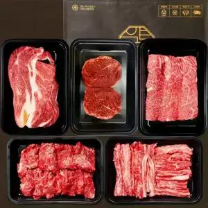 [냉장] 1++ 프리미엄 SVIP 미식 2kg (등심,샤토브리앙,살치,갈비살,특수부위) 한우선물세트 구이용 투뿔 모둠 설 추석 명절 소고기 마장동 한우 선물세트(근내지방도 7이상)