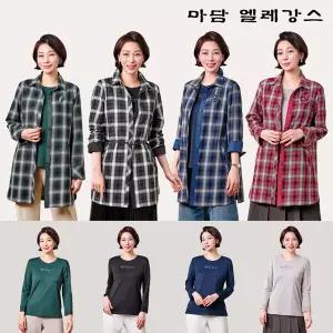 [마담엘레강스] 체크 셔츠자켓 + 블라우스 세트 (2종)