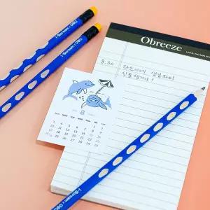 [아이스크림몰]바른손 연필 세트 6개입 손글씨 교정 일체형 지우개 스케치 초등 준비물 학용품 필기도구