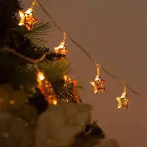 플라워트리 크리스마스 별 건전지 전구 LED 30P 철재 로즈골드