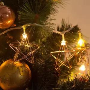 플라워트리 크리스마스 별 건전지 전구 LED 30P 철재 로즈골드