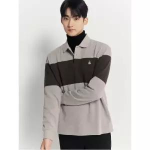 [빈폴멘] 스트라이프 칼라넥 스웨트 셔츠 - 베이지 (BC4X41O13A)