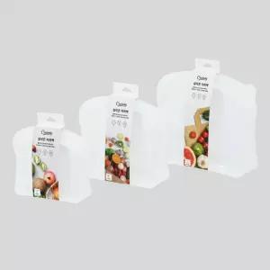 쿠치니티 플래티넘 실리콘 지퍼백 푸드백 3중밀폐용기 화이트 3종 세트 (600ml+1200ml+2000ml)