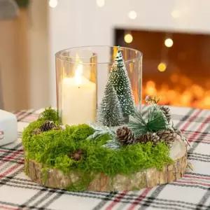 플라워트리 크리스마스 장식 센터피스 LED 양초 포레스트 25x17cm
