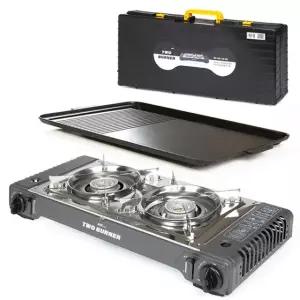 맥스 휴대용 가스렌지2구 투버너+전용불판 세트