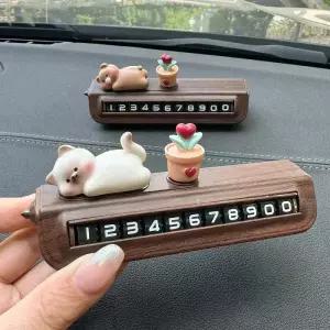 시웨이 원목패턴 주차번호판 자동차 탈출 망치 듀얼 전화번호판 귀여운 캐릭터