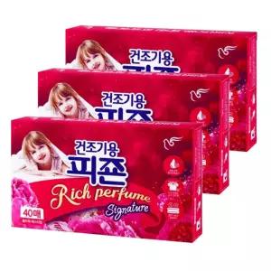 (플라워 40매 3개) 피죤 건조기용 섬유 유연제 시트/시트지/드라이/건조기/건조/퍼퓸/세탁기/전용/시트형