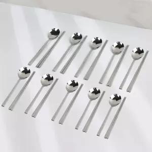 퀸센스 스텐 수저세트 10인 챠밍 업소용 숟가락젓가락 업소용수저세트 업소용수저 가게수저세트