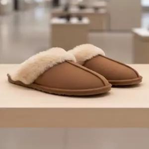 스웨이드 페이크퍼 슬리퍼 FSEBSH01PR1