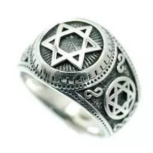 실버원 실버925 6망성 컬리지 링 맨즈 C5 헥사그램 26호 다윗의 별