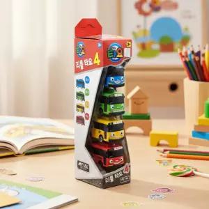 리틀 타요 장난감 4p 메탈 꼬마버스 캐릭터 모형 자동차 세트 로기 라니 가니 역할놀이