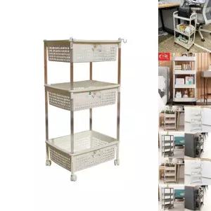 다용도 이동식 3단 트롤리 대형 바퀴 선반/주방/욕실/거실/사무실/미용실/탕비실/식당/이동편리/수납장