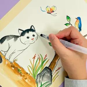 아이스크림몰 전통 수묵 담채화 키트 드로잉 물감 세트 초등 미술 교구