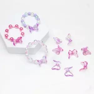 오로라 입체 나비 펜던트 아크릴 참 (5color) 공주 팔찌 만들기 재료 악세사리부자재