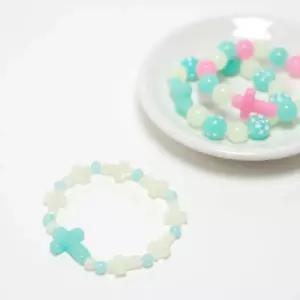 작은 십자가 야광비즈 12mm 10g(약57개) 키링 교회목걸이 반지 팔찌만들기 비즈공예