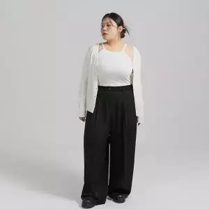 [제작/빅사이즈]이블렛 히네티 허리조절 찰랑 투턱 와이드 슬랙스 제이스타일