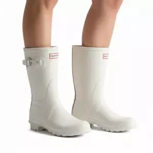 헌터 [WOMEN] 오리지날 컬러 백프린트 숏 레인부츠 - 화이트윌로우 WFS2353RMAWHW 191087