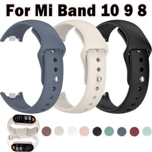 샤오미 미 밴드 10 9 8 NFC용 실리콘 시계 부드러운 방수 스포츠 스트랩, 스마트워치용 교체 손목밴드