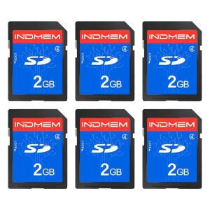 INDMEM SD 카드 2GB, 6팩 클래스 4 2GB 플래시 메모리 MLC 표준 디지털 카메라