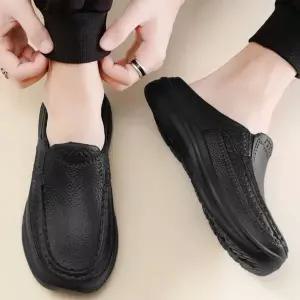 남성 NVL587W4 베이직디자인 클래식룩 세련된 텍스처라인 그레인레더 컴포트 슬리퍼