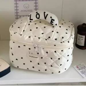 ( )화장품 브러쉬 손잡이 패브릭 파우치 하트 가방 블랙 메이크업