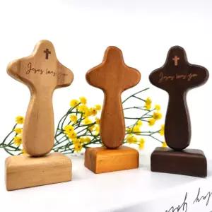 원목 나무 탁상용 기도 십자가 자석 받침대 포함