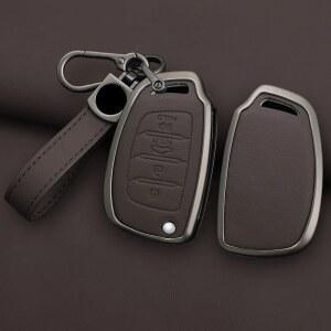 차키케이스 현대 소나타 산타페 투손 Elantra ix35 ix45 플립 원격 커버 홀더 쉘에 대한 아연 합금 PU 가죽 자동차 케이스