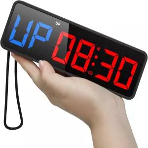 ANJANK 소형 휴대용 체육관 타이머 시계 강력한 자석 배터리 스톱워치 리모컨 조절 가능한 밝기