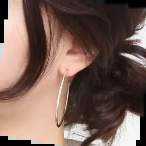 실버귀걸이 92.5 실버 파이프 후프 링 은 귀걸이 50mm