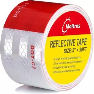 몰트레스 DOT-C2 반사 테이프 레드 화이트 2 X 30피트 방수 눈에 띄는 안전 트레일러 경고 트럭 차량