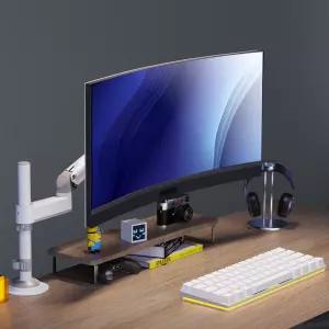 노스바유 NB H100 싱글 폴타입 모니터암 거치대 화이트