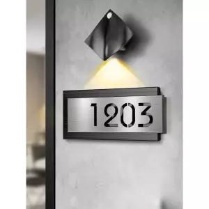 고급스러운 세대호수 룸넘버 아파트 번호판 방번호 세대번호 헤어라인 실버 가로형 17x8cm