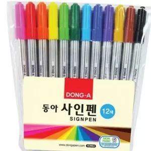 색 싸인펜 미술용 12색 색 싸인펜 아동용 수채화 학생용 다이어리 꾸미기 학용품 컬러링 문구류 색연필