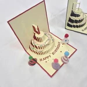입체 팝업 카드 2컬러 생일 축하 케이크 디자인 선물용 메시지 카드 기념일 파티