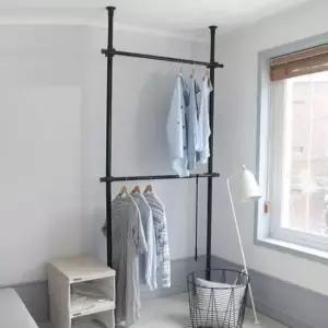 [반려] 벽걸이 의류 천장 설치형 파이프 옷걸이 다용도 봉 행거