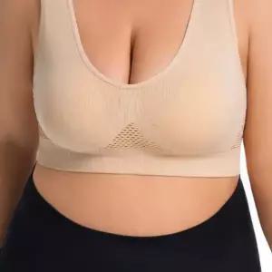 여성 헬스 탑 피트니스 노와이어 무봉제 빅사이즈 스포츠브라 탑 브라 패드 메쉬 필라테스 요가