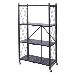 다용도 선반 원터치 폴딩 4단 접이식 선반 모던 수납 공간활용 베이킹 조립식 식료품 베란다 캐스터 조리대