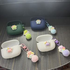 QCY HT08A /HT07 /C50 /N70 / N60 AilyBuds Pro+ /T29용 만화 캐릭터 실리콘 이어폰 케이스 (키체인 포함)