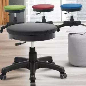 병원용 보조 의자 회전형 바퀴형 진료실 이동식 원형 의자 작업용 스툴 플라스틱 소음방지 키높이 우레탄