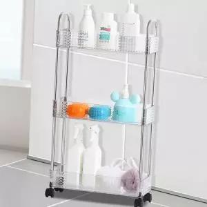 슬림 선반 다용도 트롤리 틈새 이동식 선반 수납장 플라스틱 이동형 주방 좁은 3단 욕실 투명 공간