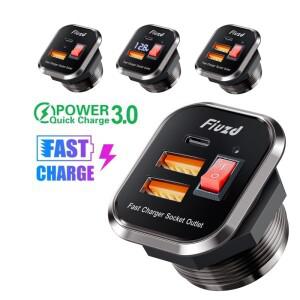 스위치 아울렛 퀵 차지 3.0 듀얼 USB 충전 소켓 파워 시가 라이터 소켓 12/24V 자동차 보트 오토바이 해양