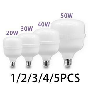 1-5pcs 50W 40W 30W 20W 슈퍼 밝은 LED 전구 램프 E27 220V 110V Lampada 거실 홈 Bombia  차가운 흰색
